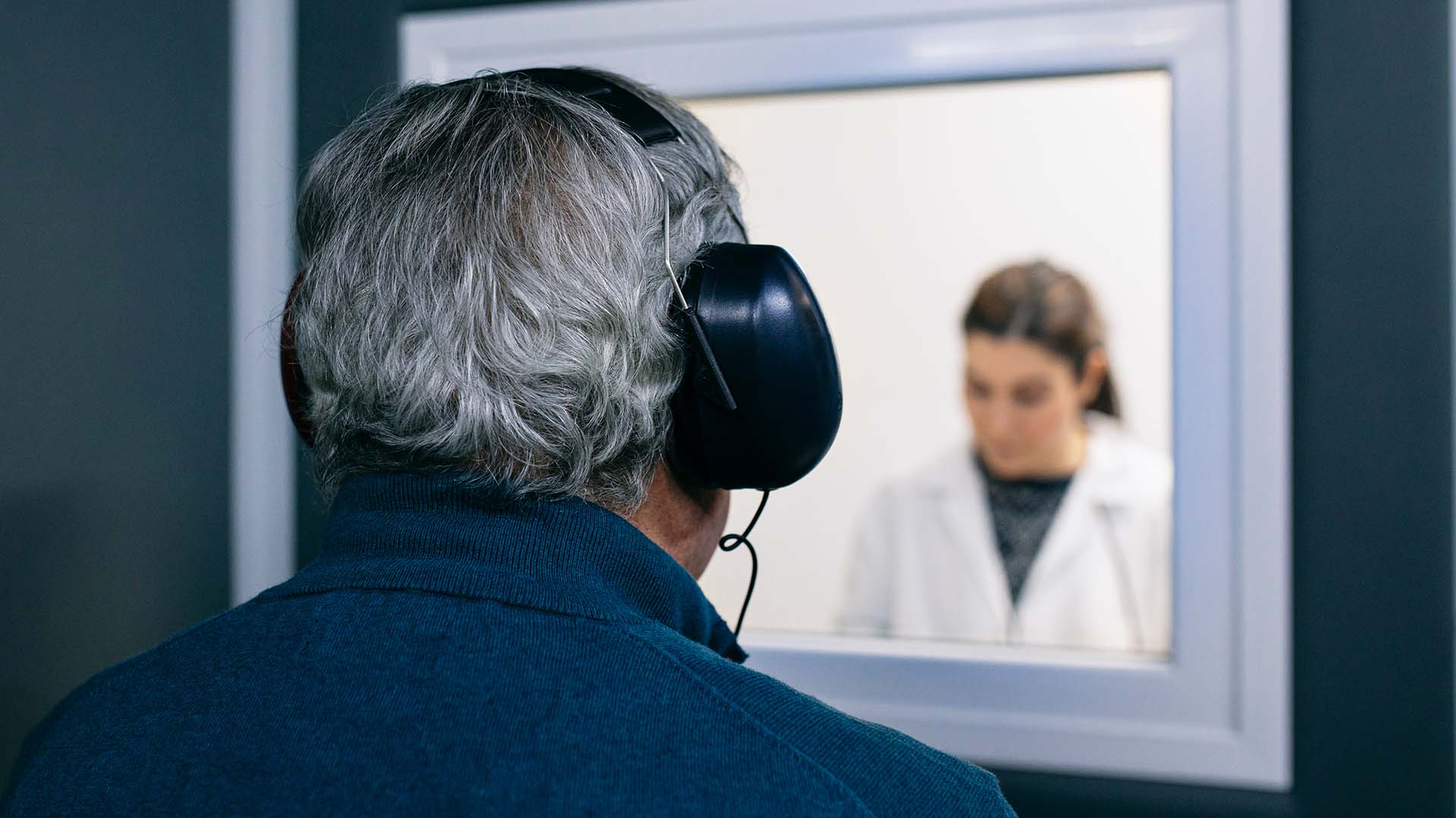 Man getting a professional hearing test