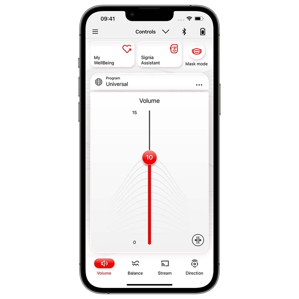 Signia app - volume control