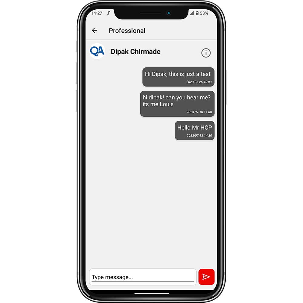 Signia TeleCare app - chat functionality