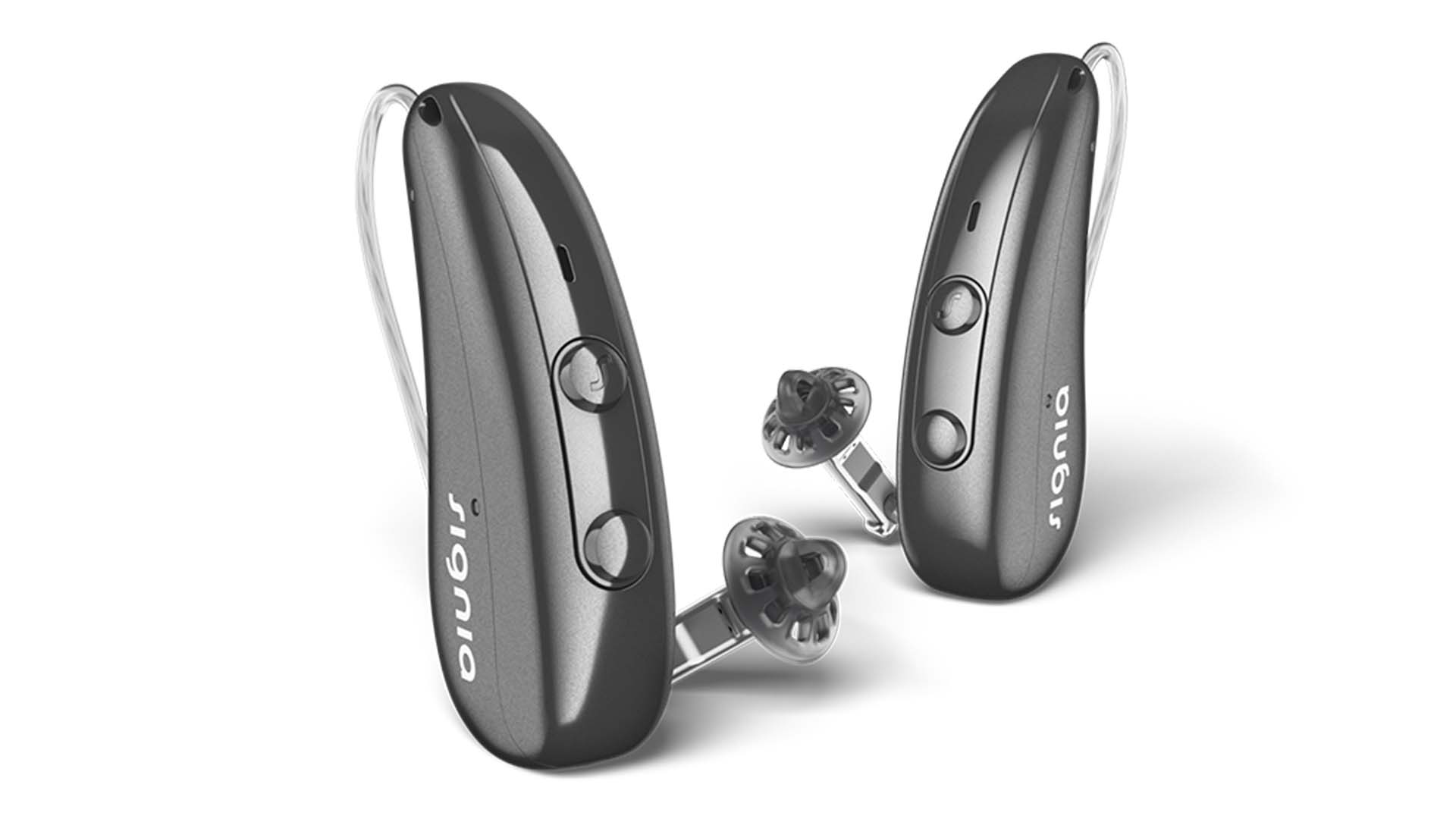 Signia Pure Charge&Go IX RIC rechargeable hearing aids in graphite