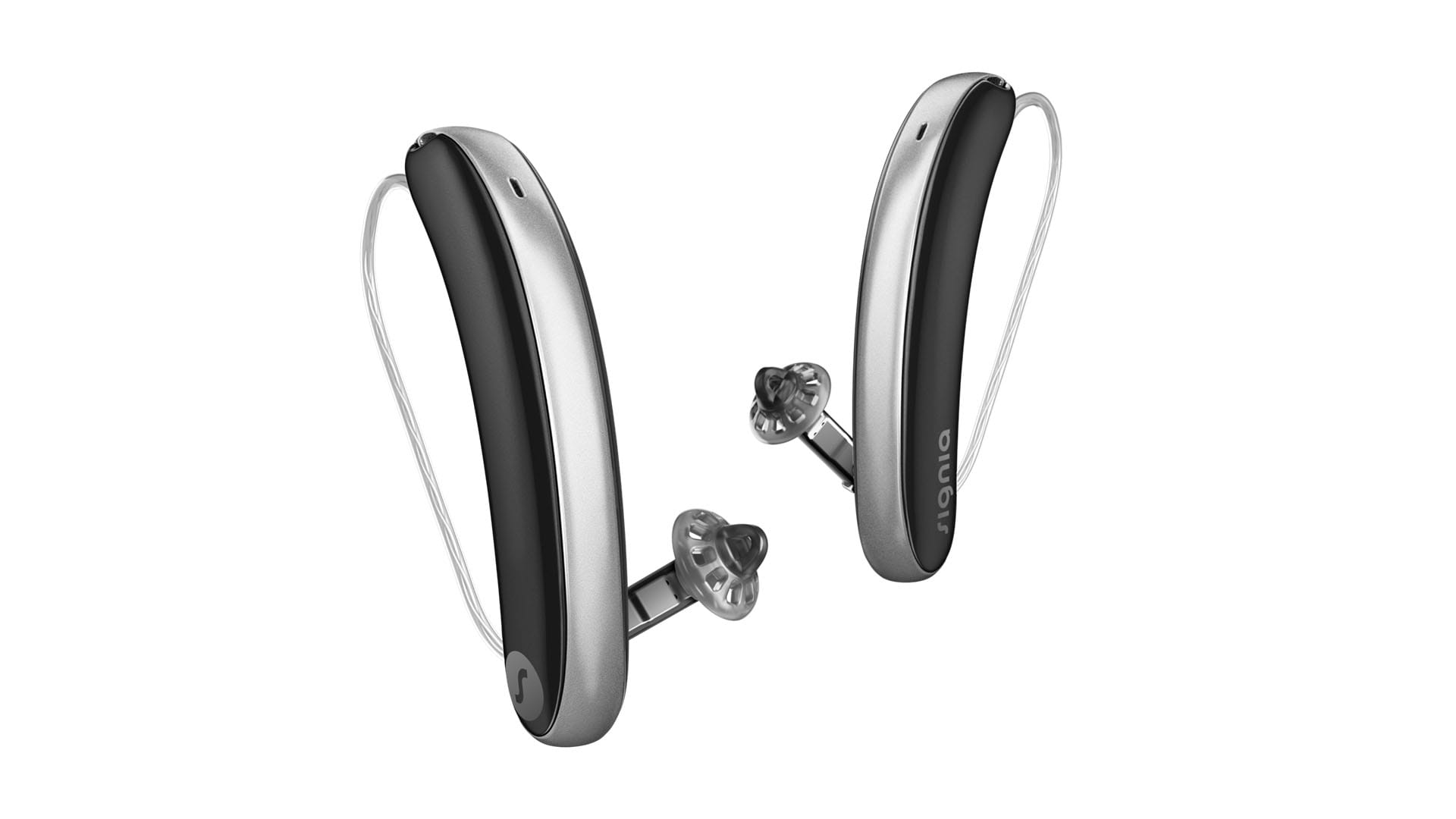 Styletto IX hearing aids in black-silver