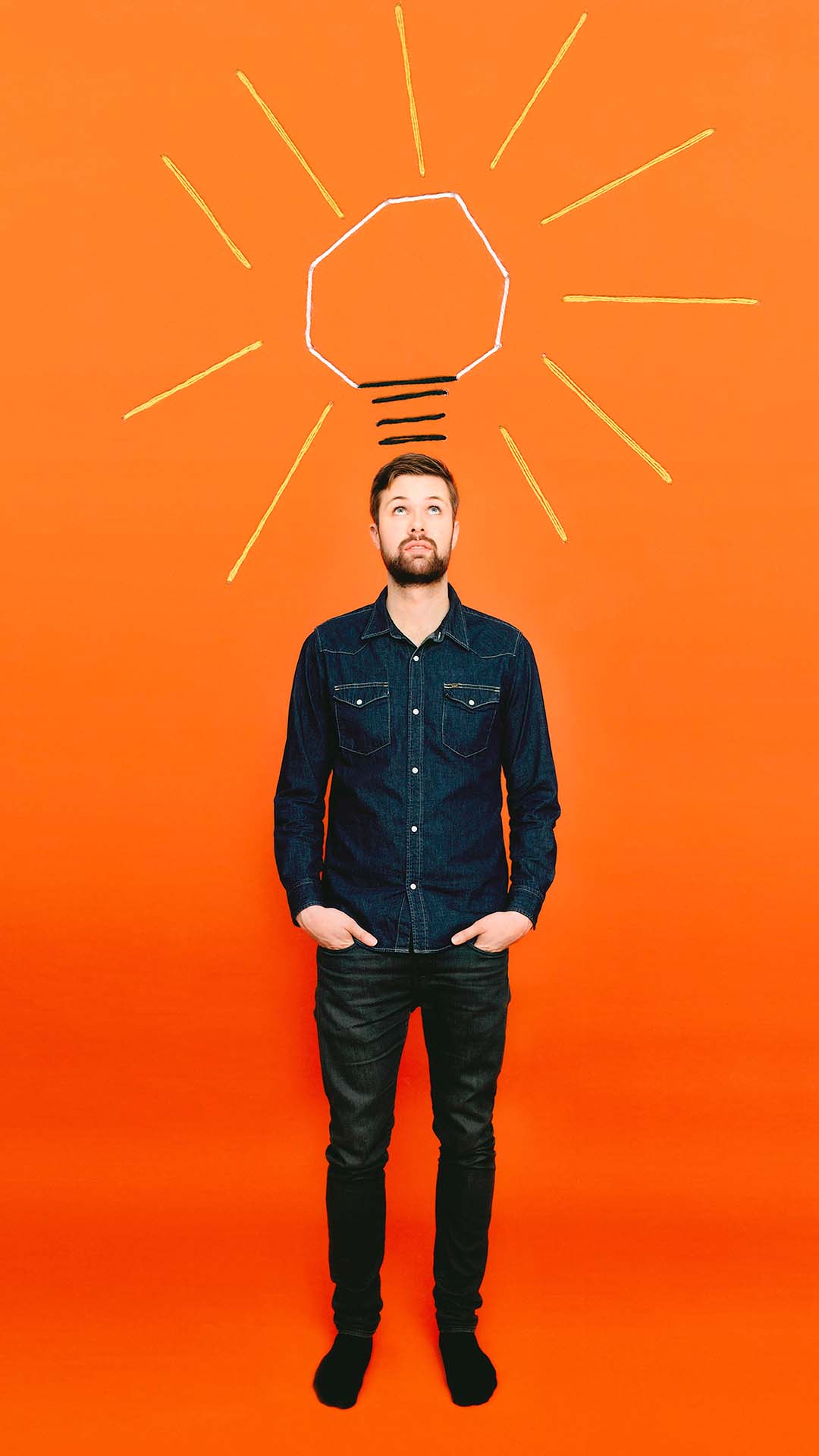 Man with a lightbulb illustration